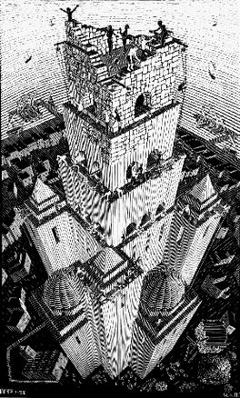 M.C. Escher -- la Torre de Babel - 1928 www.mcescher.com