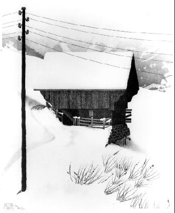 M.C. Escher -- Snow - 1936 - www.mcescher.com