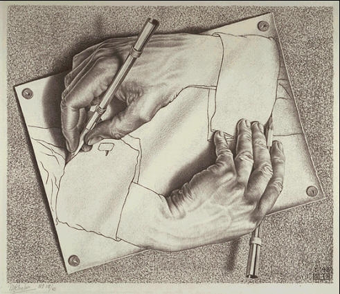 M.C. Escher -- Drawing Hands - 1948 - www.mcescher.com