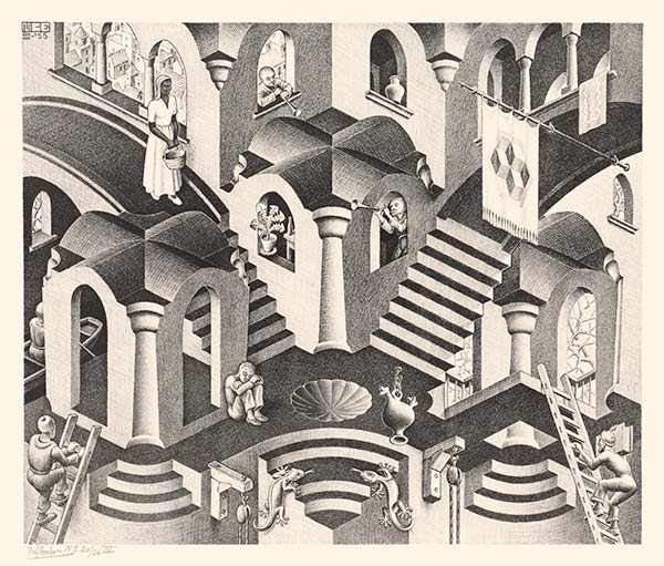M.C. Escher -- Convex andconcave - 1955 - www.mcescher.com