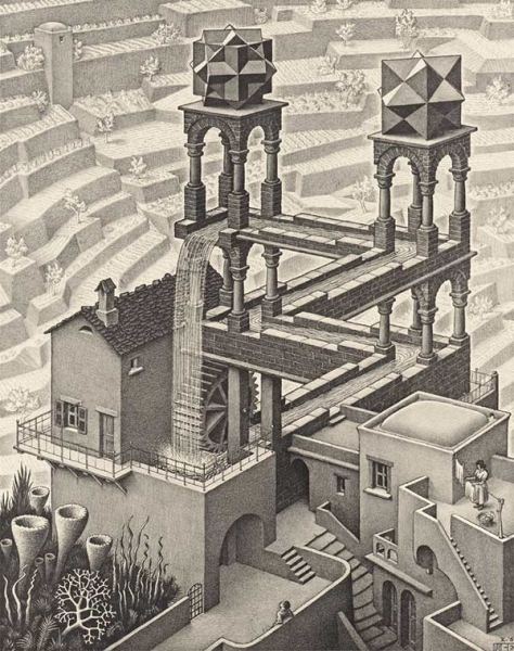M.C. Escher -- Waterfall - 1961 - www.mcescher.com