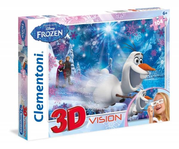Puzzle de visión 3D con gafas especiales. Frozen de Disney - 104 piezas de la marca Clementoni