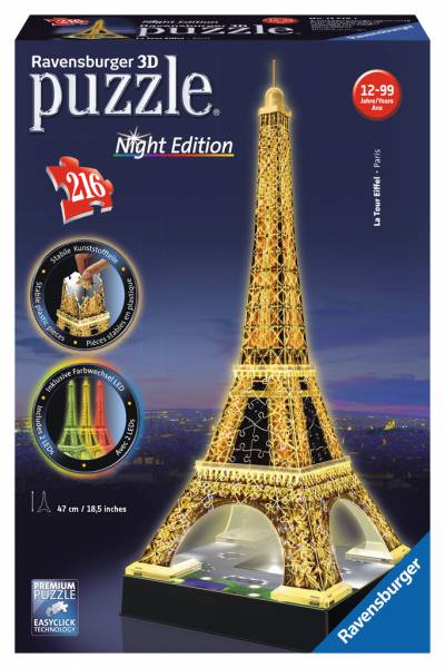 Torre Eiffel con luz - 3D rompecabezas
