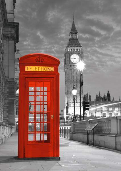 Puzzle cabina de Londres blanco, negro y rojo en 1000 piezas