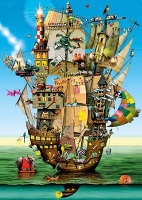 Puzzle: Barco Galera de Schimidt 1000 piezas - Colin Thompson