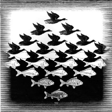 M.C. Escher -- Sky and Water - 1938 - www.mcescher.com