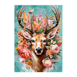 Ciervo con flores