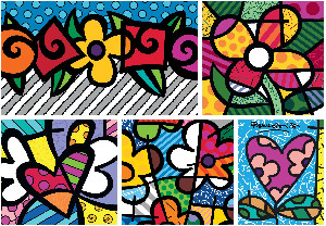 Collage corazones y flores