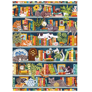 Estateria de libros y gatos