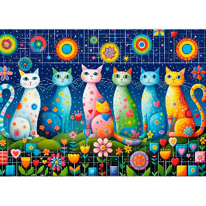 Gatos y flores