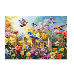 Pajaros con flores