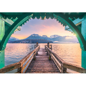 Pasarela en el lago Annecy