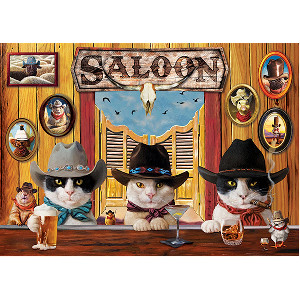 Gatos vaqueros en el salon