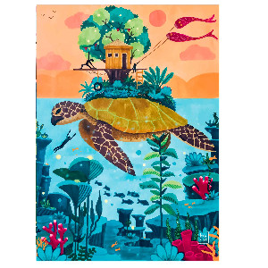 Tortuga viajando con la casa