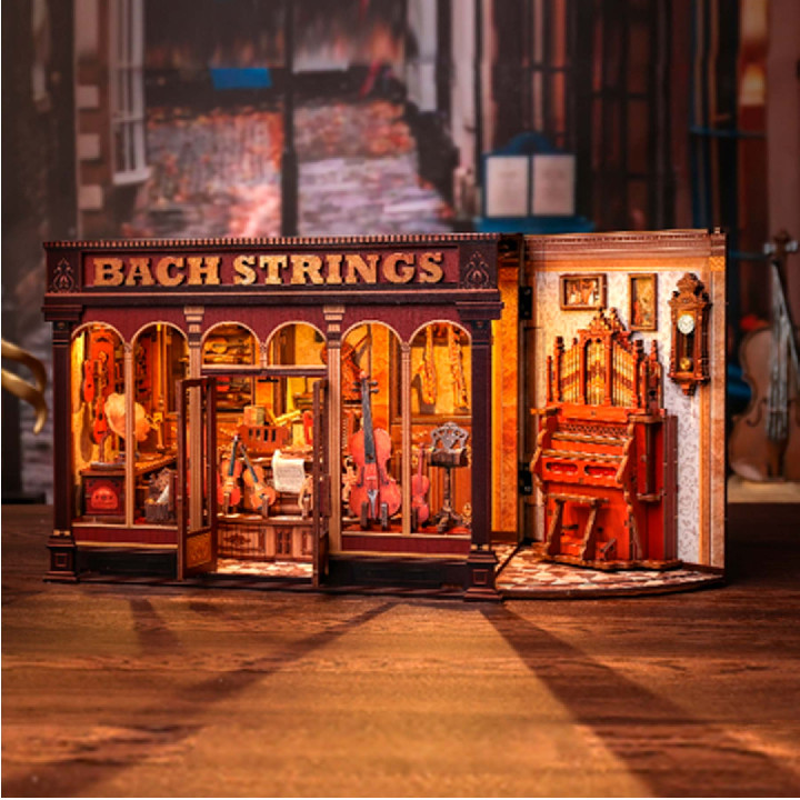 Casa miniatura tienda de musica