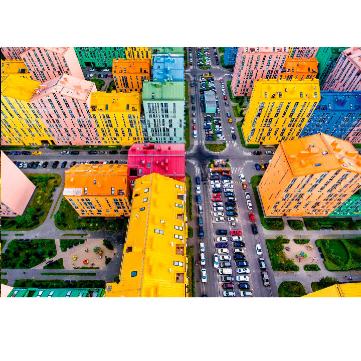 Casas coloridas Kyiv, Ucrania