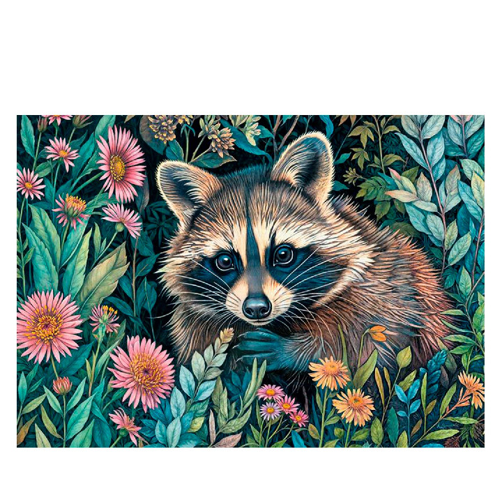 Mapache entre flores