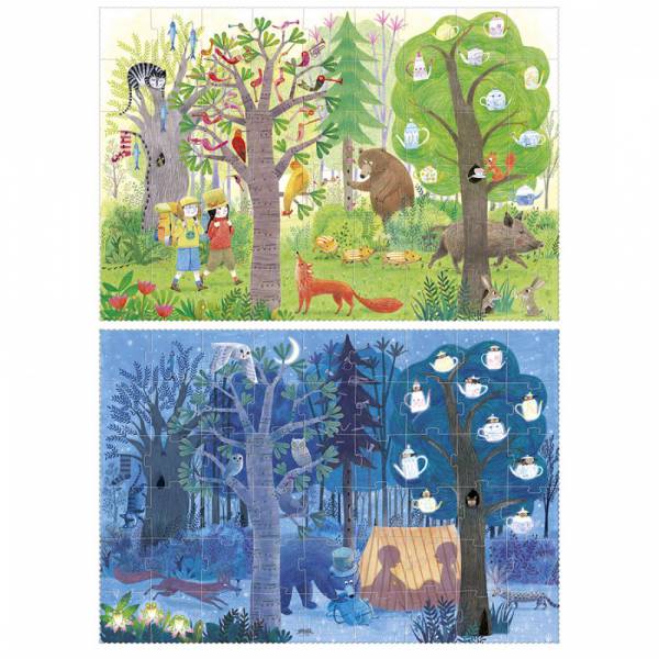 Noche y día en el bosque - puzzle