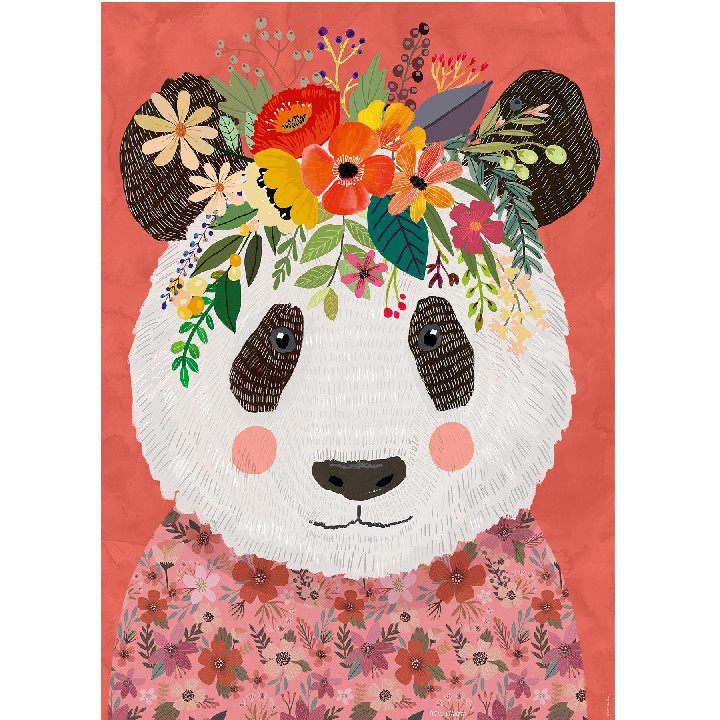 Oso panda con flores