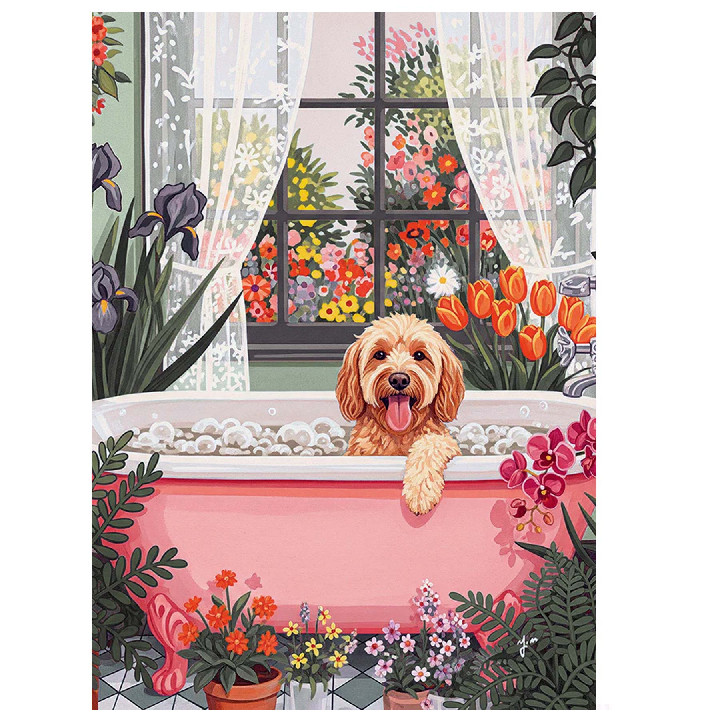 Perro en bañera