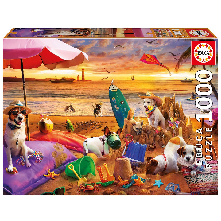 Perros jugando en la playa ( Ref:  20312 )