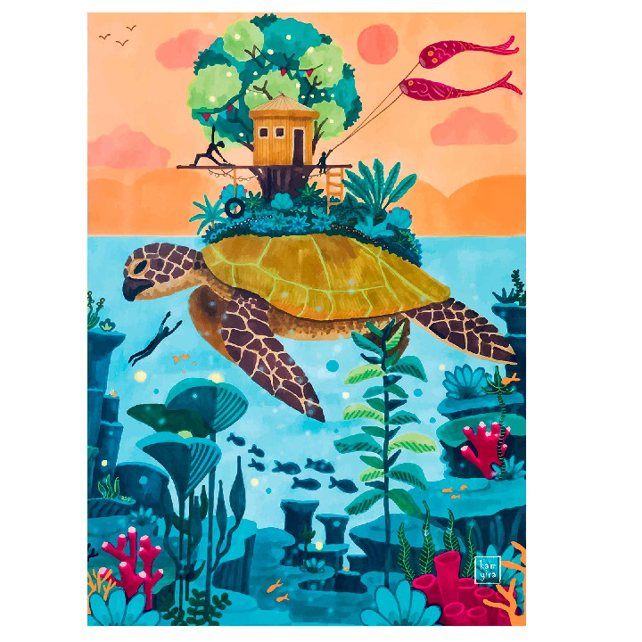 Tortuga viajando con la casa