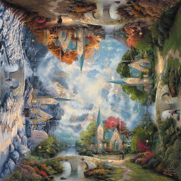 Puzzle Iglesia en la montaña de Thomas Kinkade – 1000 piezas- Marca Schmidt